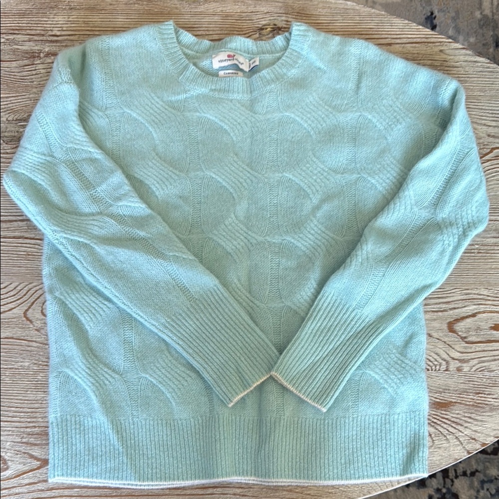 Vineyard Vines Mint Green Cashmere Cable Knit Sweater XXS